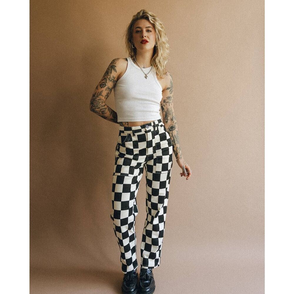 P&Co 304 Service Fatigue Pants Black Checkerboard UK6 Short - Picture 1 of 8